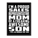 I'm A Proud Sales Representative Mom Of A Freaking Awesome Son, He Bought Me This - Portrait Frame Photo Tile