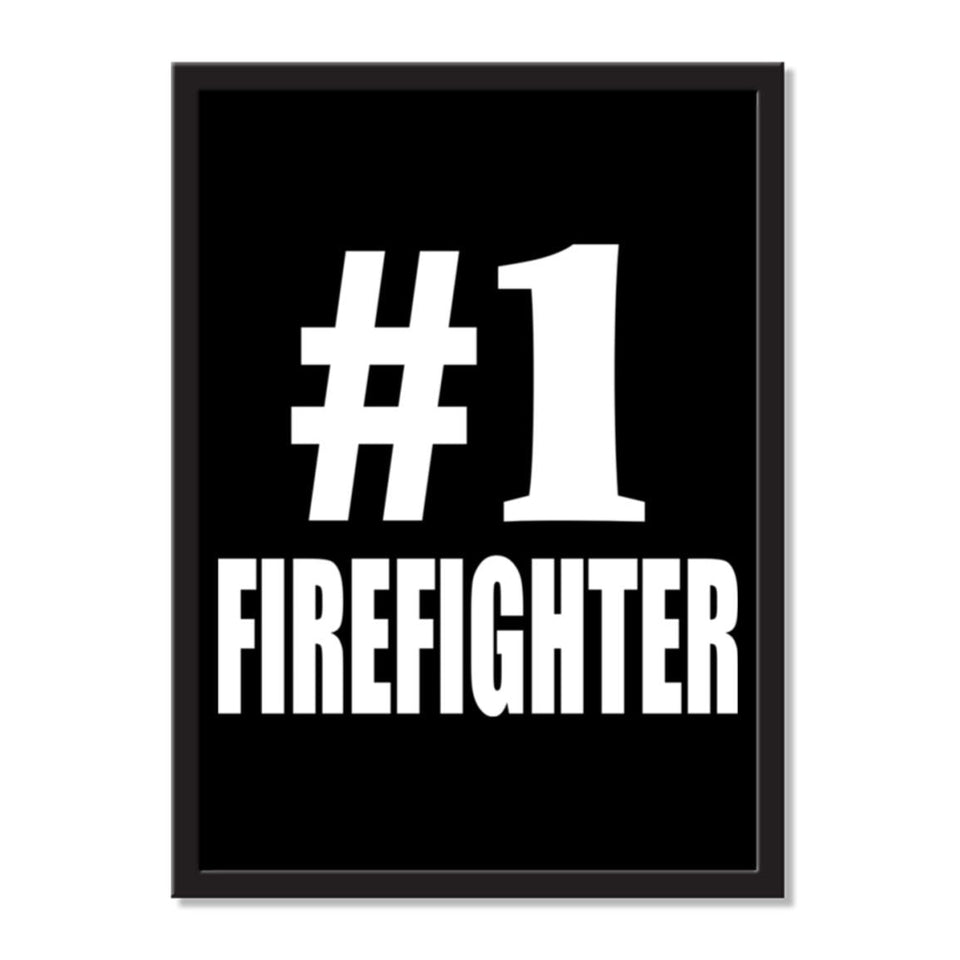 Number One #1 Firefighter - Portrait Frame Photo Tile