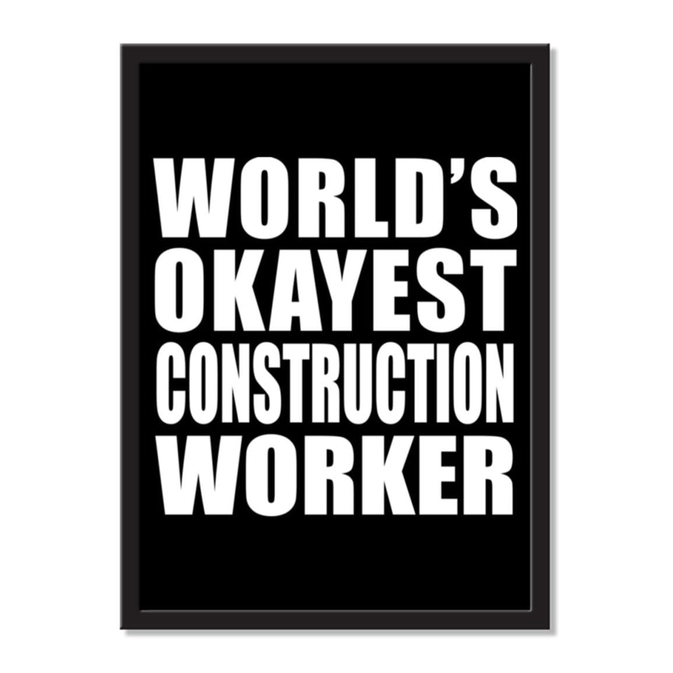 World's Okayest Construction Worker - Portrait Frame Photo Tile