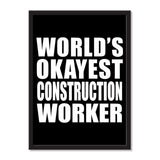 World's Okayest Construction Worker - Portrait Frame Photo Tile