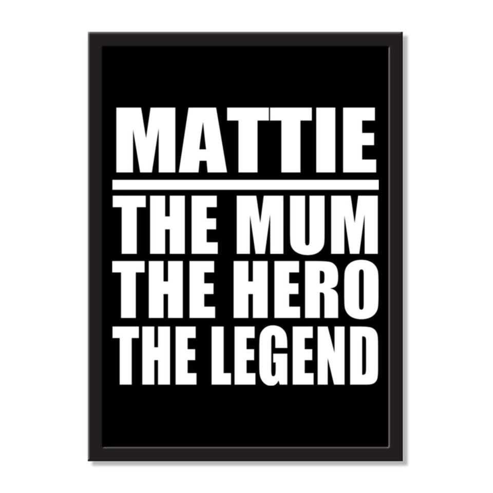 Mattie The Mum The Hero The Legend - Portrait Frame Photo Tile
