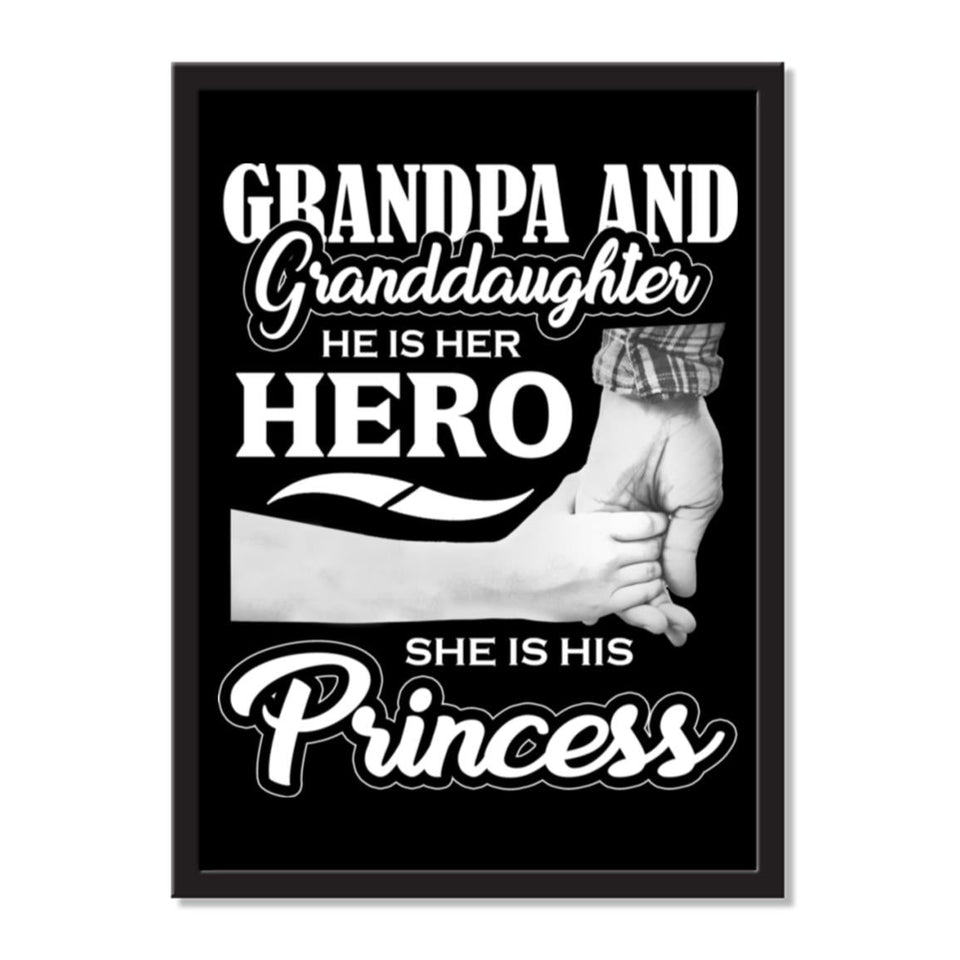 Grandpa and Granddaughter, He is Her Hero, She is His Princess - Portrait Frame Photo Tile