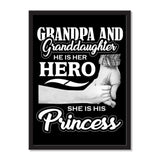 Grandpa and Granddaughter, He is Her Hero, She is His Princess - Portrait Frame Photo Tile