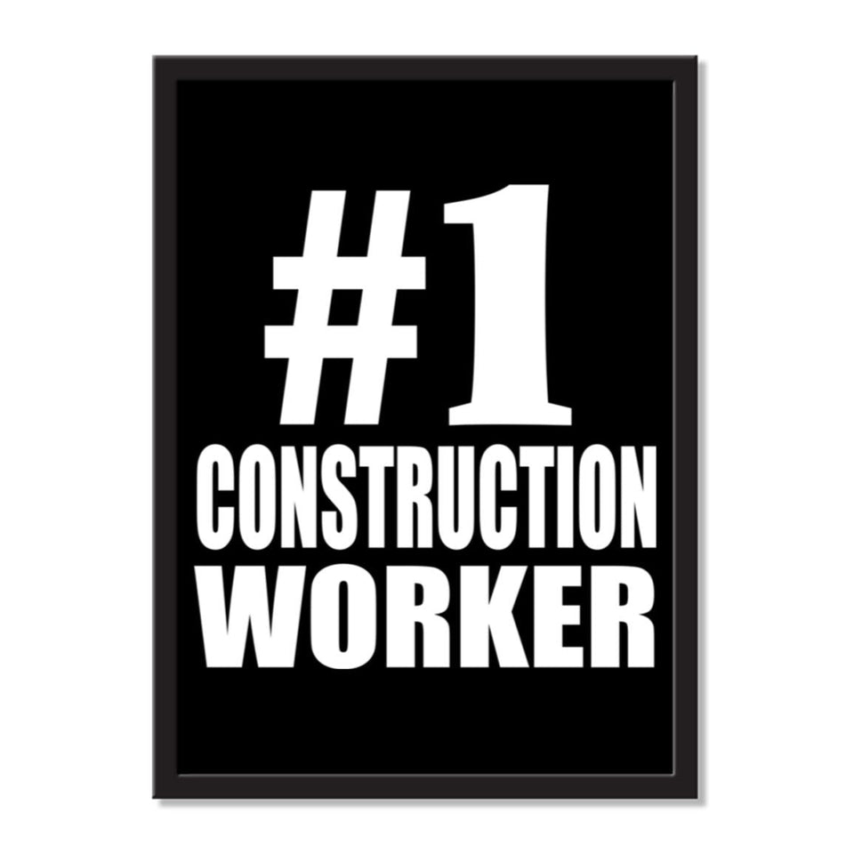 Number One #1 Construction Worker - Portrait Frame Photo Tile