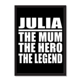 Julia The Mum The Hero The Legend - Portrait Frame Photo Tile