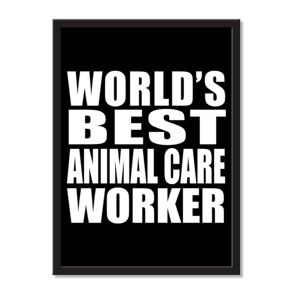 World's Best Animal Care Worker - Portrait Frame Photo Tile