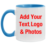 Personalized Custom Gift, Add Photo Logo Text Picture - Accent Mug