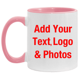Personalized Custom Gift, Add Photo Logo Text Picture - Accent Mug