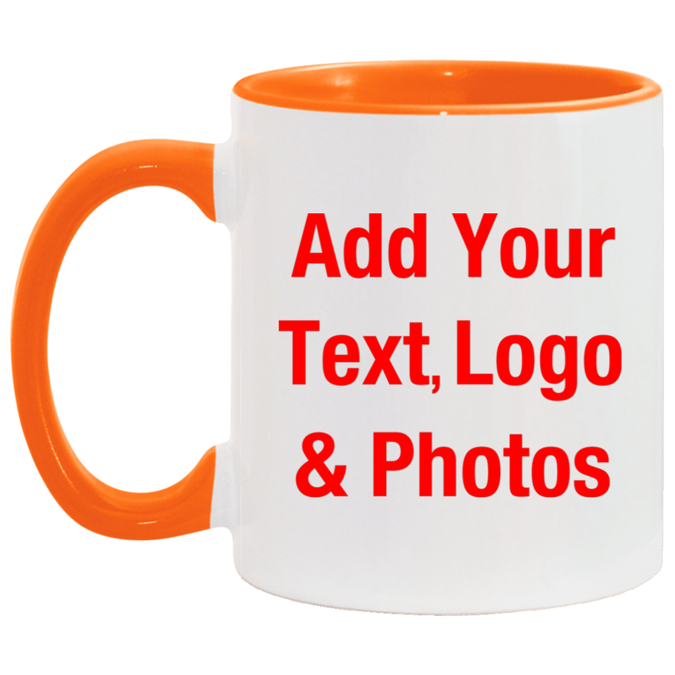Personalized Custom Gift, Add Photo Logo Text Picture - Accent Mug