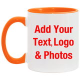 Personalized Custom Gift, Add Photo Logo Text Picture - Accent Mug