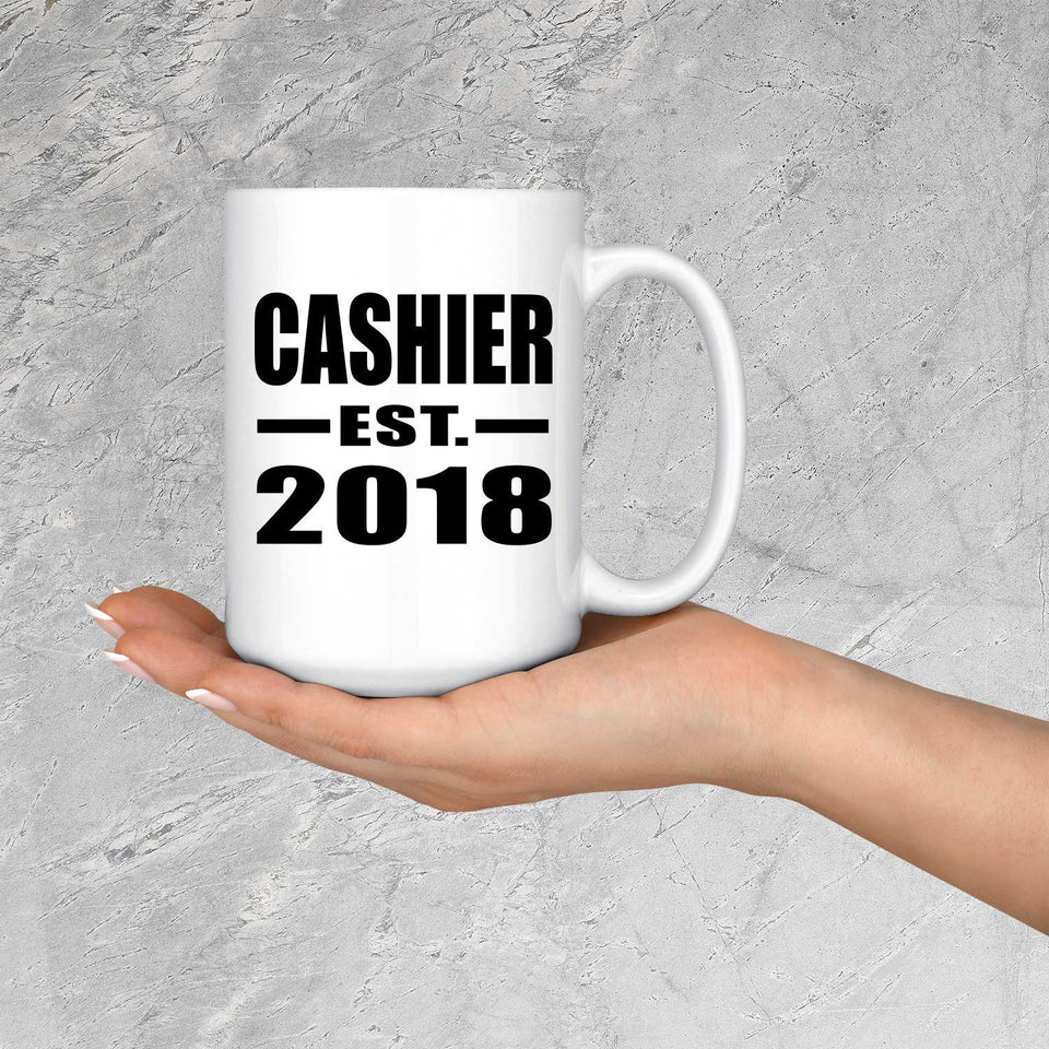 Cashier Established EST. 2018 - 15 Oz Coffee Mug