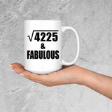 65th Birthday Square Root of 4225 & Fabulous - 15oz Coffee Mug