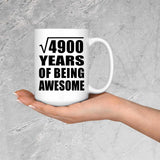 70th Birthday Square Root of 4900 Years of Being Awesome - 15oz Coffee Mug