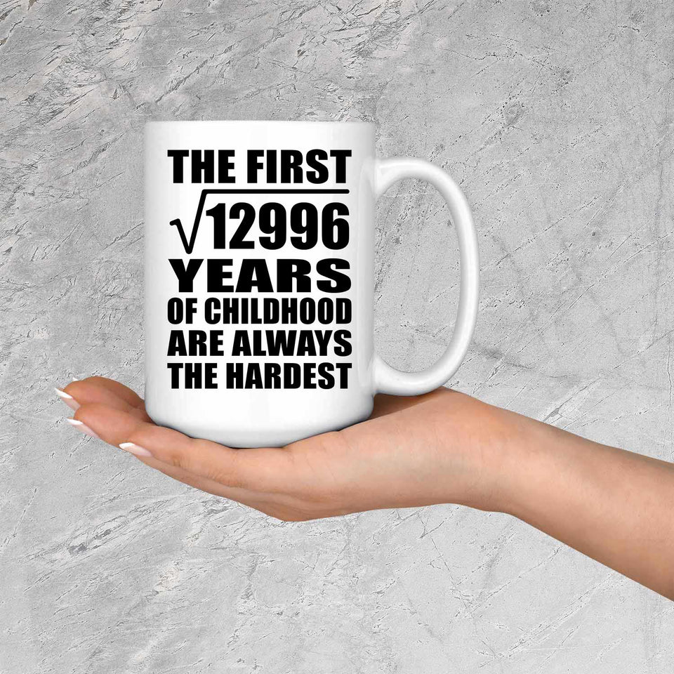 114th Birthday Square Root of 12996 Years of Childhood - 15oz Coffee Mug