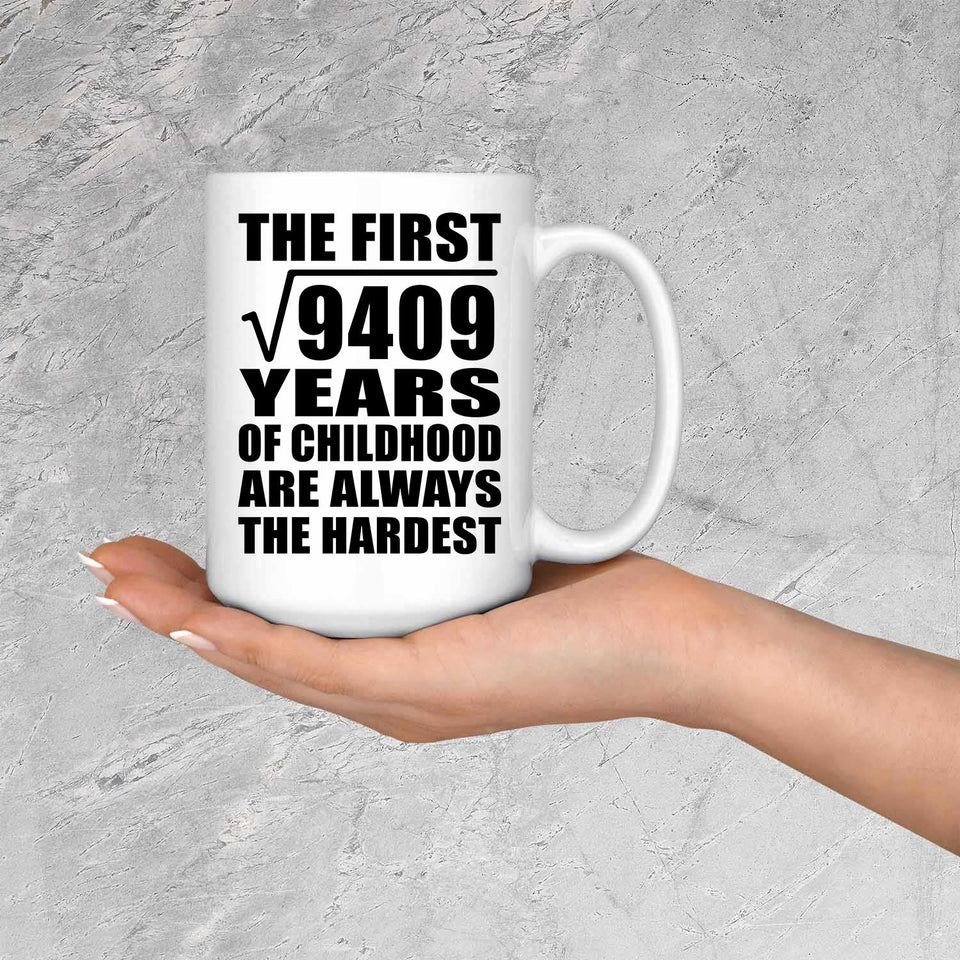 97th Birthday Square Root of 9409 Years of Childhood - 15oz Coffee Mug