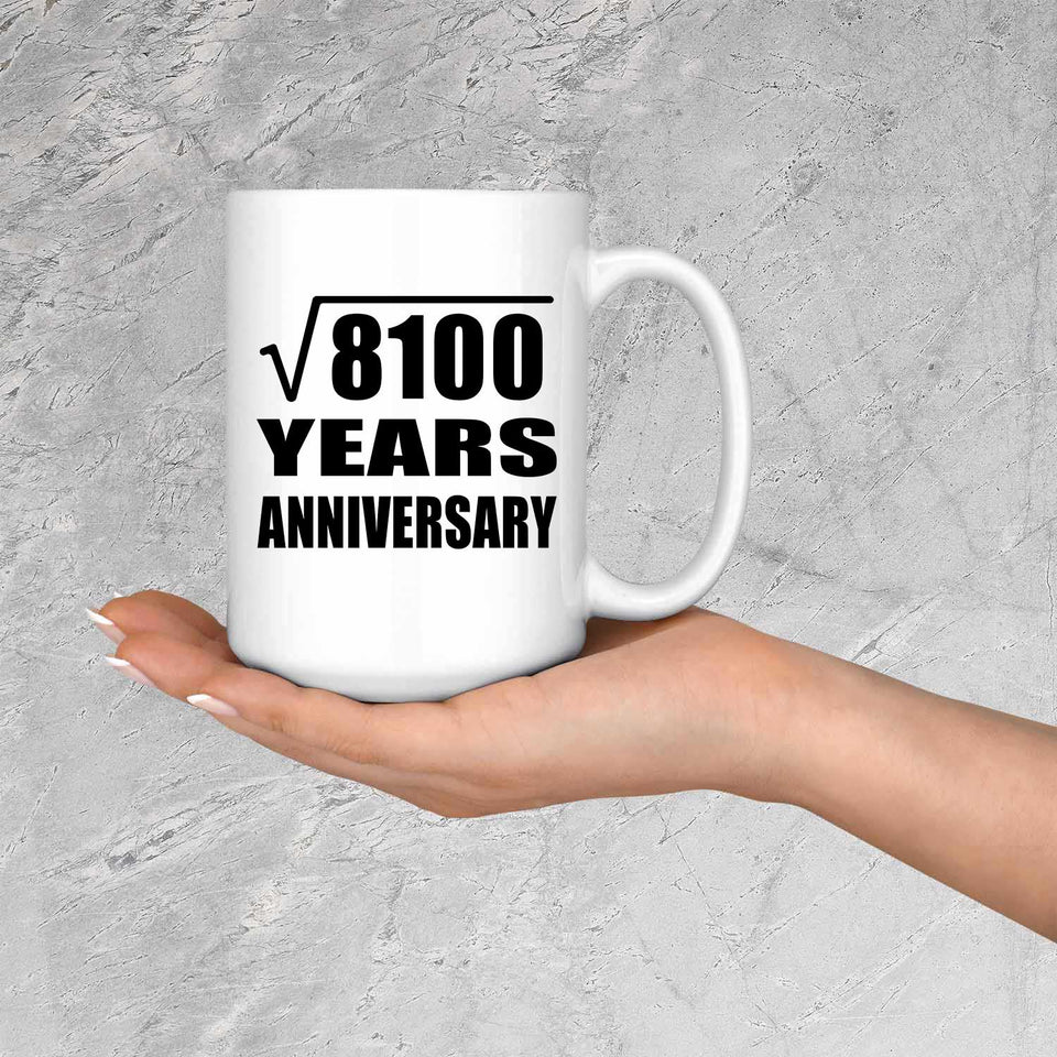 90th Anniversary Square Root of 8100 Years Anniversary - 15oz Coffee Mug