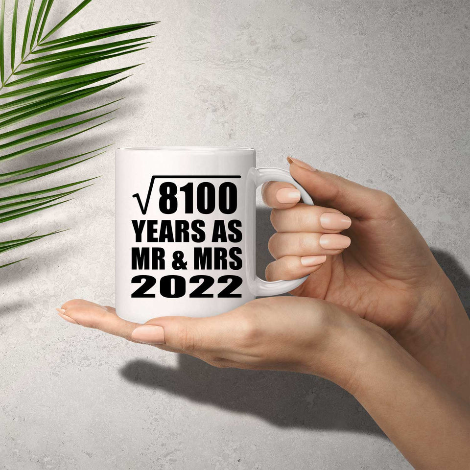 90th Anniversary Square Root of 8100 Years As Mr & Mrs 2022 - 11oz Coffee Mug