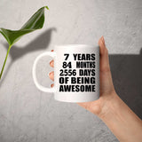 7th Birthday 7 Years 84 Months 2556 Days Of Awesome - 11oz Coffee Mug