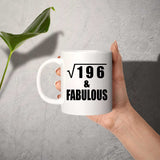 14th Birthday Square Root of 196 & Fabulous - 11oz Coffee Mug