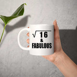 4th Birthday Square Root of 16 & Fabulous - 11oz Coffee Mug
