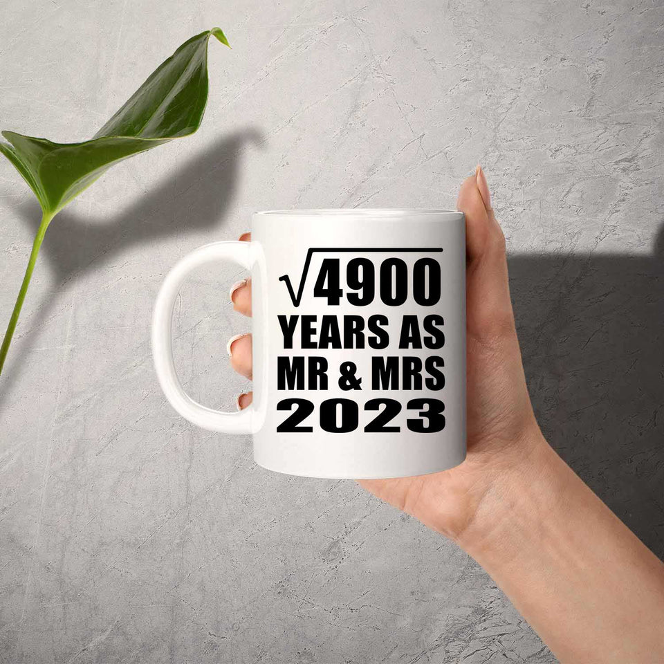 70th Anniversary Square Root of 4900 Years As Mr & Mrs 2023 - 11oz Coffee Mug