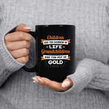 Children Are Rainbow Of Life, Grandchildren Are Pot Of Gold - 15 Oz Coffee Mug Black