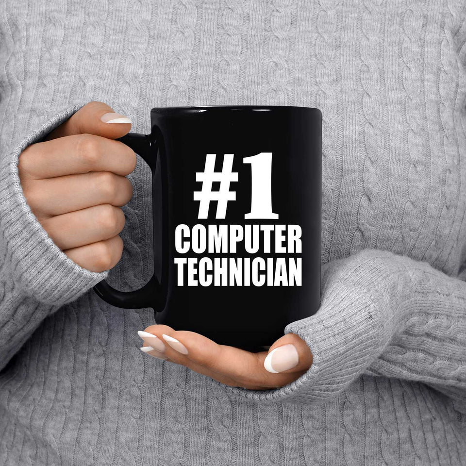 Number One #1 Computer Technician - 15 Oz Coffee Mug Black