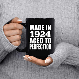 100th Birthday Made In 1924 Aged to Perfection - 15 Oz Coffee Mug Black