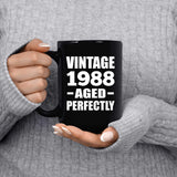 36th Birthday Vintage 1988 Aged Perfectly - 15oz Coffee Mug Black