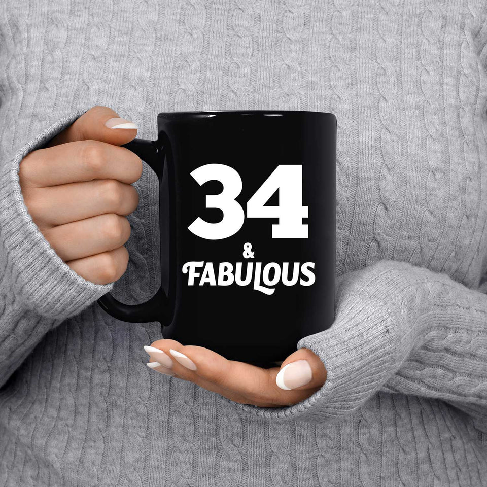 34th Birthday 34 & Fabulous - 15oz Coffee Mug Black