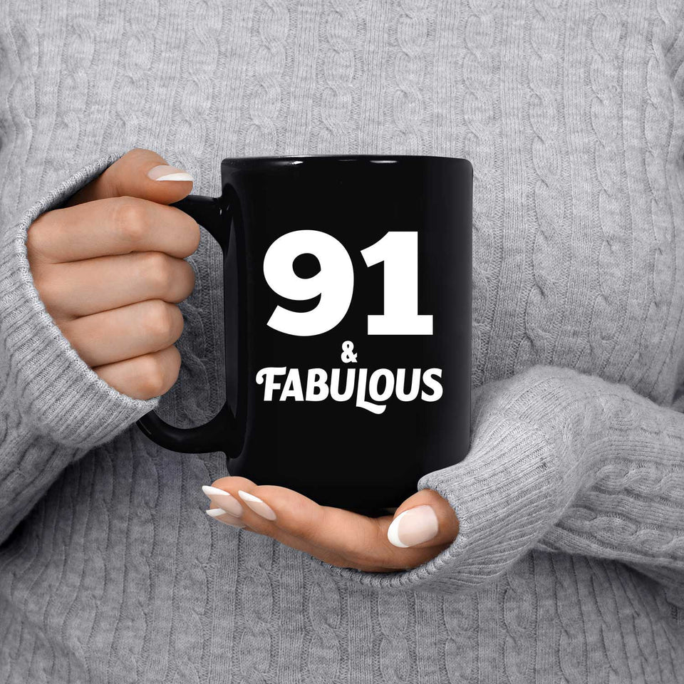 91st Birthday 91 & Fabulous - 15oz Coffee Mug Black