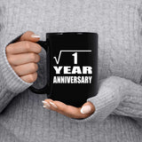1st Anniversary Square Root of 1 Year Anniversary - 15oz Coffee Mug Black