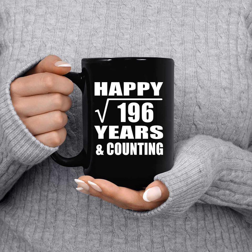Happy 14th Anniversary Square Root of 196 Years & Counting - 15oz Coffee Mug Black