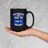 The Smallest Hands Make The Biggest Mark On Dad's Heart - 15 Oz Coffee Mug Black