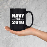 Navy Established EST. 2018 - 15 Oz Coffee Mug Black