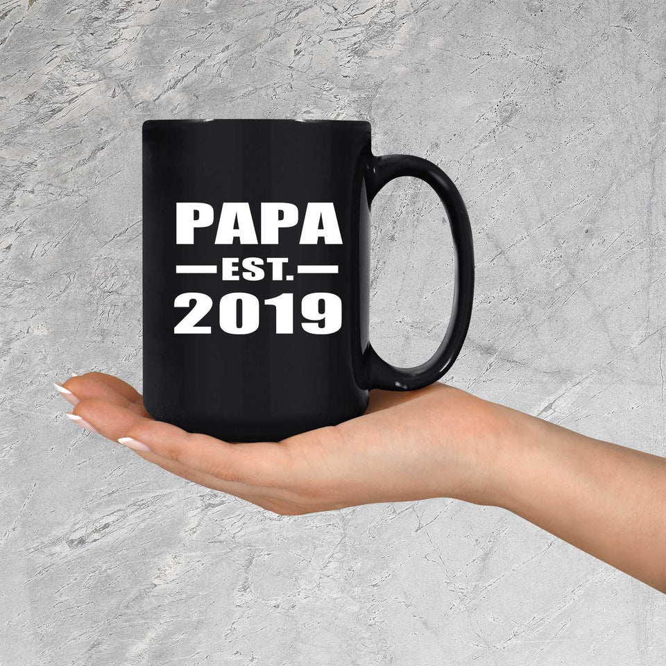 Papa Established EST. 2019 - 15oz Coffee Mug Black