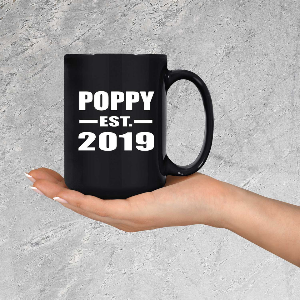 Poppy Established EST. 2019 - 15oz Coffee Mug Black