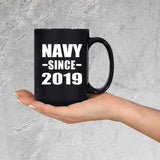 Navy Since 2019 - 15oz Coffee Mug Black