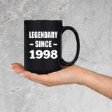 26th Birthday Legendary Since 1998 - 15oz Coffee Mug Black