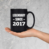 7th Birthday Legendary Since 2017 - 15oz Coffee Mug Black