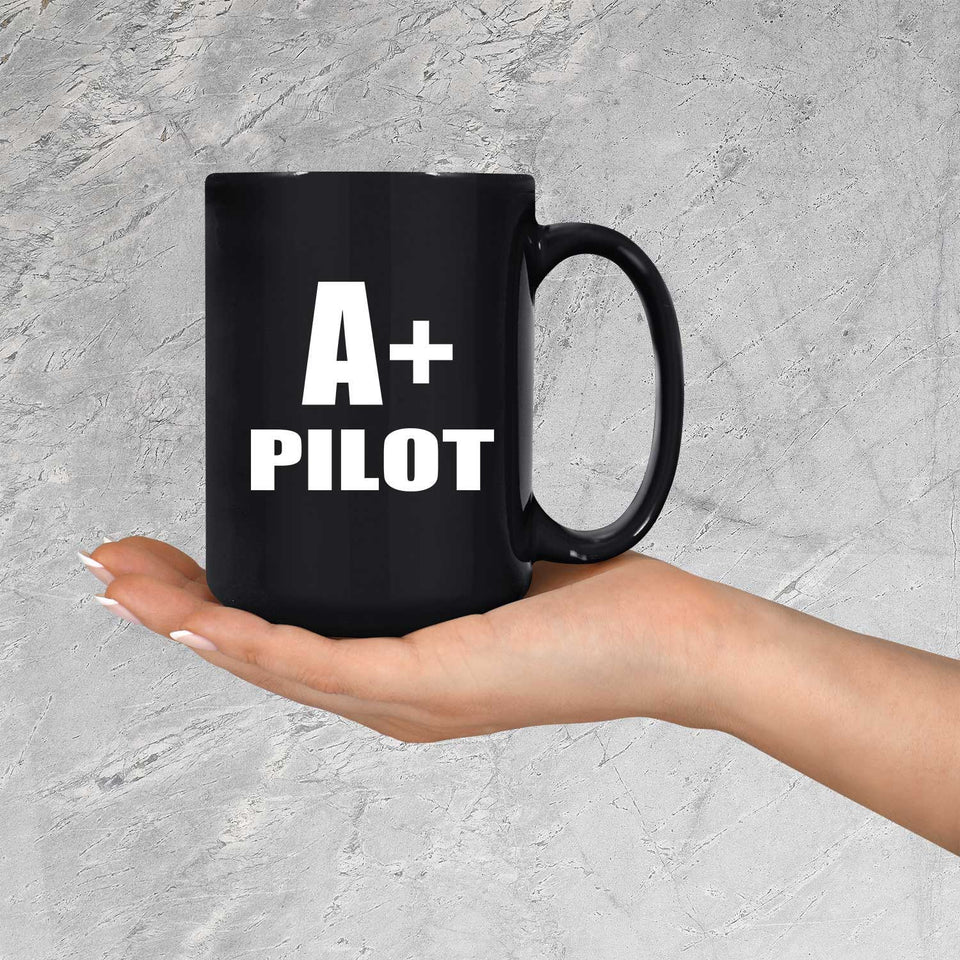 A+ Pilot - 15oz Coffee Mug Black