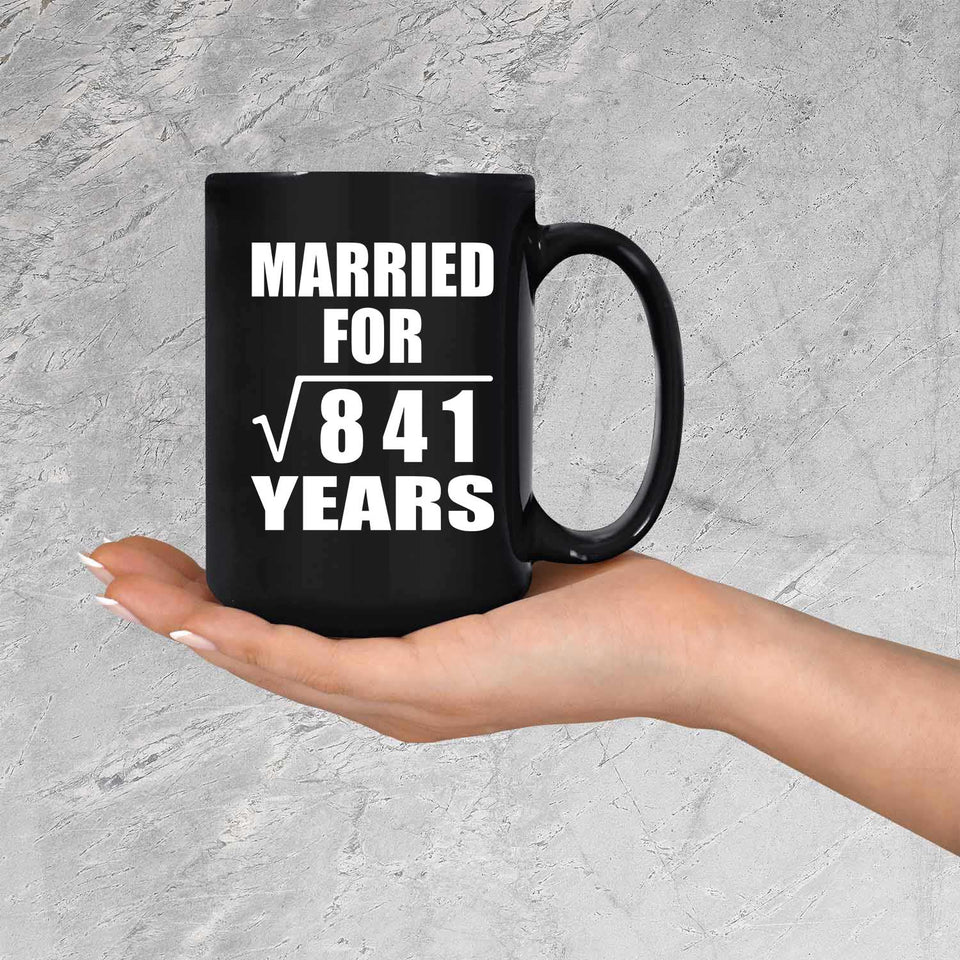 29th Anniversary Married For Square Root of 841 Years - 15oz Coffee Mug Black