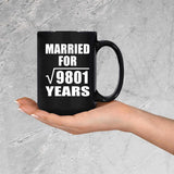 99th Anniversary Married For Square Root of 9801 Years - 15oz Coffee Mug Black