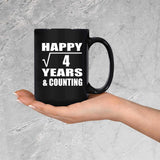 Happy 2nd Anniversary Square Root of 4 Years & Counting - 15oz Coffee Mug Black