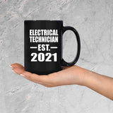 Electrical Technician Established EST. 2021 - 15oz Coffee Mug Black