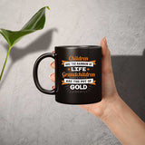 Children Are Rainbow Of Life, Grandchildren Are Pot Of Gold - 11 Oz Coffee Mug Black