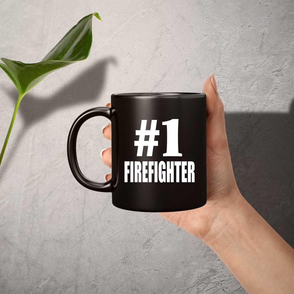 Number One #1 Firefighter - 11 Oz Coffee Mug Black