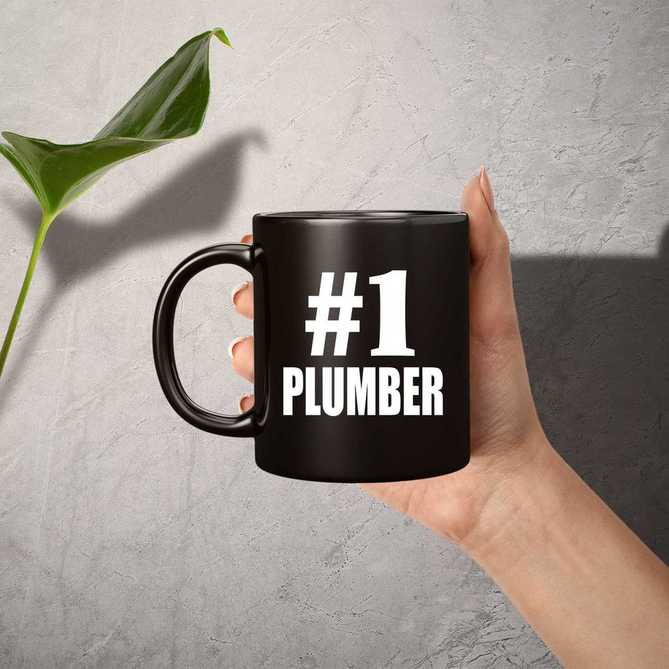 Number One #1 Plumber - 11 Oz Coffee Mug Black