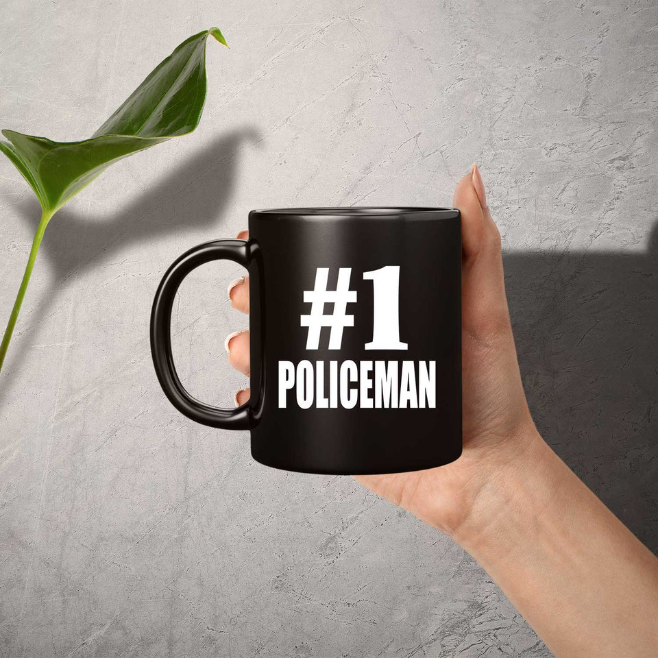 Number One #1 Policeman - 11 Oz Coffee Mug Black