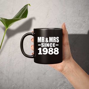 36th Anniversary Mr & Mrs Since 1988 - 11 Oz Coffee Mug Black